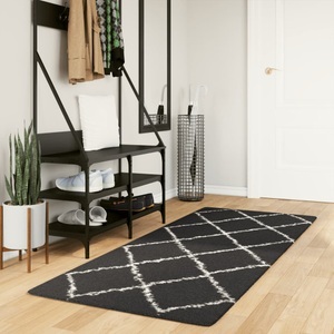 vidaXL, vidaXL Teppich Shaggy Hochflor Modern Schwarz und Creme 80x200 cm