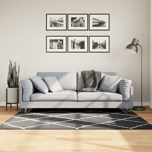 vidaXL, vidaXL Teppich Shaggy Hochflor Modern Schwarz und Creme 120x170 cm
