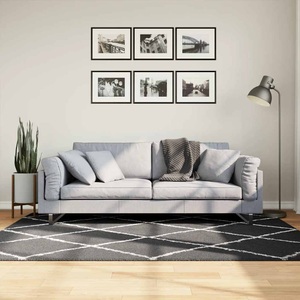 vidaXL, vidaXL Teppich Shaggy Hochflor Modern Schwarz und Creme 140x200 cm