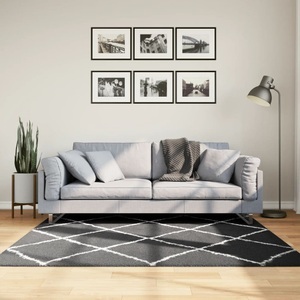 vidaXL, vidaXL Teppich Shaggy Hochflor Modern Schwarz und Creme 160x160 cm
