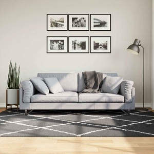 vidaXL, vidaXL Teppich Shaggy Hochflor Modern Schwarz und Creme 160x230 cm