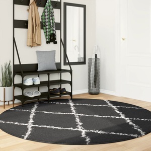 vidaXL, vidaXL Teppich Shaggy Hochflor Modern Schwarz und Creme Ø 200 cm