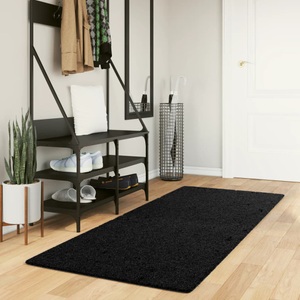 vidaXL, vidaXL Teppich OVIEDO Kurzflor Schwarz 80x200 cm