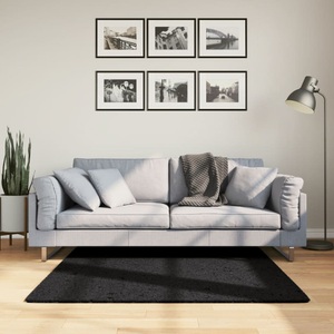 vidaXL, vidaXL Teppich OVIEDO Kurzflor Schwarz 120x120 cm