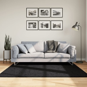 vidaXL, vidaXL Teppich OVIEDO Kurzflor Schwarz 160x160 cm