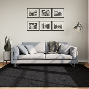 vidaXL, vidaXL Teppich OVIEDO Kurzflor Schwarz 200x200 cm