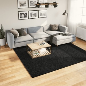 vidaXL, vidaXL Teppich OVIEDO Kurzflor Schwarz 240x240 cm