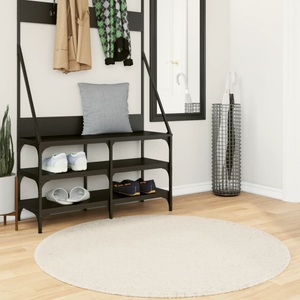 vidaXL, vidaXL Teppich OVIEDO Kurzflor Beige Ø 120 cm