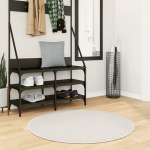 vidaXL, vidaXL Teppich OVIEDO Kurzflor Creme Ø 100 cm