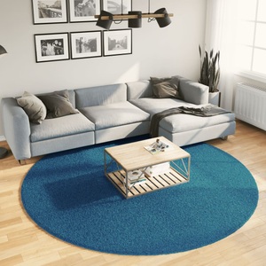vidaXL, vidaXL Teppich OVIEDO Kurzflor Türkis Ø 240 cm
