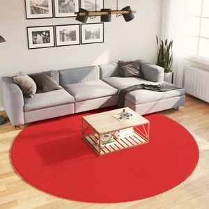vidaXL, vidaXL Teppich OVIEDO Kurzflor Rot Ø 240 cm