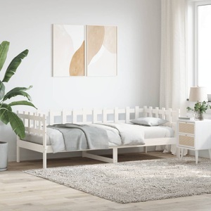 vidaXL, vidaXL Tagesbett Weiß 90x200 cm Massivholz Kiefer, vidaXL Tagesbett ohne Matratze Weiß 90x200 cm Massivholz Kiefer