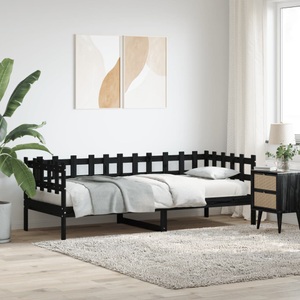 vidaXL, vidaXL Tagesbett Schwarz 90x190 cm Massivholz Kiefer