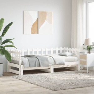 vidaXL, vidaXL Tagesbett Ausziehbar Weiß 2x(80x200) cm Massivholz Kiefer, vidaXL Tagesbett Ausziehbar Weiß 2x(80x200) cm Massivholz Kiefer