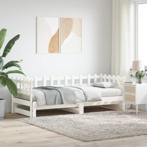 vidaXL, vidaXL Tagesbett Ausziehbar Weiß 2x(90x200) cm Massivholz Kiefer, vidaXL Tagesbett Ausziehbar Weiß 2x(90x200) cm Massivholz Kiefer