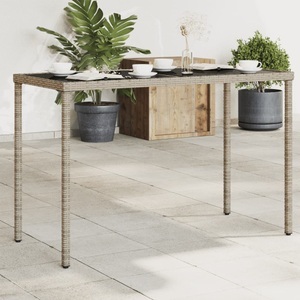 vidaXL, vidaXL Gartentisch mit Glasplatte Grau 115x54x74 cm Poly Rattan, vidaXL Gartentisch mit Glasplatte Grau 115x54x74 cm Poly Rattan