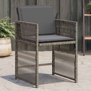 vidaXL, vidaXL Gartenstühle mit Kissen 4 Stk. Grau Poly Rattan, vidaXL Gartenstühle mit Kissen 4 Stk. Grau Poly Rattan