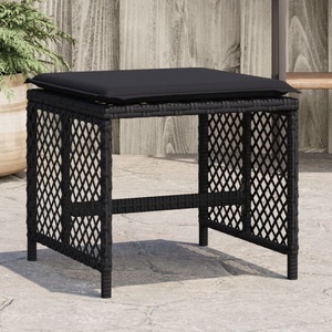 vidaXL, vidaXL Gartenhocker mit Kissen 4 Stk. Schwarz 41x41x36 cm Poly Rattan, vidaXL Gartenhocker mit Kissen 4 Stk. Schwarz 41x41x36 cm Poly Rattan