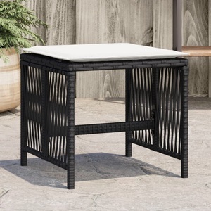vidaXL, vidaXL Gartenhocker mit Kissen 4 Stk. Schwarz 41x41x36 cm Poly Rattan, vidaXL Gartenhocker mit Kissen 4 Stk. Schwarz 41x41x36 cm Poly Rattan
