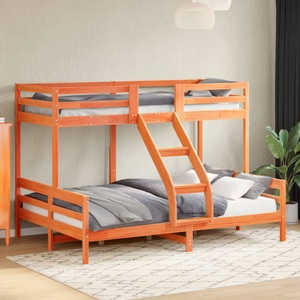 vidaXL, vidaXL Etagenbett 80x200/140x200 cm Wachsbraun Massivholz Kiefer