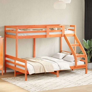 vidaXL, vidaXL Etagenbett 80x200/140x200 cm Wachsbraun Massivholz Kiefer