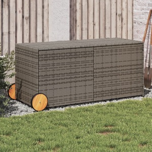 vidaXL, vidaXL Gartentruhe mit Rollen Grau 283L Poly Rattan, vidaXL Gartentruhe mit Rollen Grau 283L Poly Rattan