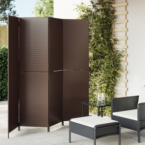 vidaXL, vidaXL Paravent 4-tlg. Braun Poly Rattan, vidaXL Paravent 4-tlg. Braun Poly Rattan