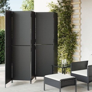 vidaXL, vidaXL Paravent 5-tlg. Schwarz Poly Rattan, vidaXL Paravent 5-tlg. Schwarz Poly Rattan