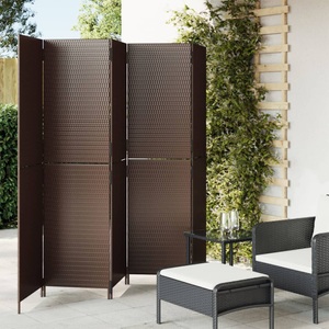vidaXL, vidaXL Paravent 5-tlg. Braun Poly Rattan, vidaXL Paravent 5-tlg. Braun Poly Rattan
