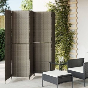 vidaXL, vidaXL Paravent 5-tlg. Grau Poly Rattan, vidaXL Paravent 5-tlg. Grau Poly Rattan