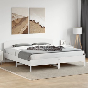 vidaXL Massivholzbett mit Kopfteil Weiß 200x200 cm Kiefer