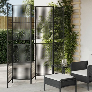 vidaXL, vidaXL Paravent 6-tlg. Schwarz Poly Rattan, vidaXL Paravent 6-tlg. Schwarz Poly Rattan