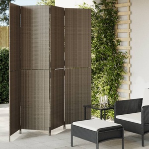 vidaXL, vidaXL Paravent 4-tlg. Grau Poly Rattan, vidaXL Paravent 4-tlg. Grau Poly Rattan
