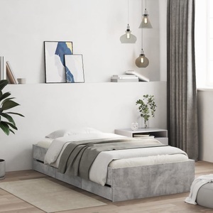 vidaXL, vidaXL Bettgestell mit Schubladen Betongrau 90x190 cm Holzwerkstoff