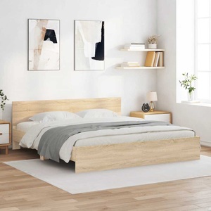 vidaXL, vidaXL Bettgestell mit Kopfteil Sonoma-Eiche 200x200 cm