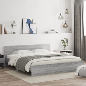 vidaXL, vidaXL Bettgestell mit Kopfteil Grau Sonoma 200x200 cm