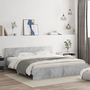 vidaXL, vidaXL Bettgestell mit Kopfteil Betongrau 180x200 cm