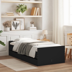 vidaXL, vidaXL Bett mit Schubladen Schwarz 75x190 cm, vidaXL Bett mit Schubladen Schwarz 75x190 cm