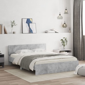 vidaXL, vidaXL Bettgestell mit Kopfteil Betongrau 140x200 cm