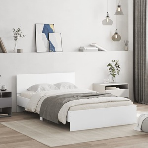 vidaXL, vidaXL Bettgestell mit Kopfteil Weiß 135x190 cm
