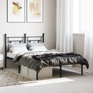 vidaXL, vidaXL Bettgestell mit Kopfteil Metall Schwarz 120x190 cm