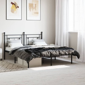 vidaXL, vidaXL Bettgestell mit Kopfteil Metall Schwarz 160x200 cm, 
