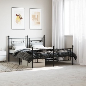 vidaXL, vidaXL Metallbett ohne Matratze mit Fußteil Schwarz 160x200 cm, vidaXL Metallbett ohne Matratze mit Fußteil Schwarz 160x200 cm