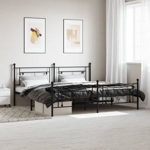 vidaXL, vidaXL Bettgestell mit Kopf- und Fußteil Metall Schwarz 200x200 cm