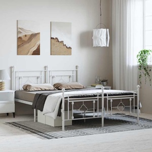 vidaXL, vidaXL Bettgestell mit Kopf- und Fußteil Metall Weiß 193x203 cm