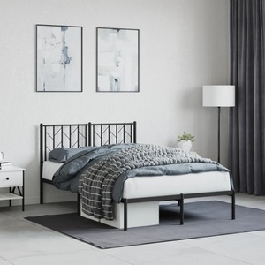 vidaXL, vidaXL Bettgestell mit Kopfteil Metall Schwarz 120x200 cm