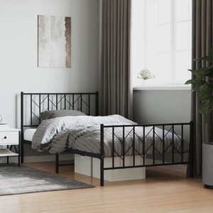 vidaXL, vidaXL Bettgestell mit Kopf- und Fußteil Metall Schwarz 107x203 cm