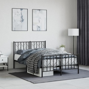 vidaXL, vidaXL Bettgestell mit Kopf- und Fußteil Metall Schwarz 120x190 cm