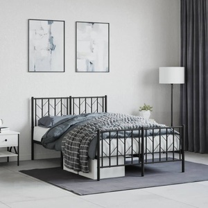 vidaXL, vidaXL Bettgestell mit Kopf- und Fußteil Metall Schwarz 120x200 cm, vidaXL Bettgestell mit Kopf- und Fußteil Metall Schwarz 120x200 cm
