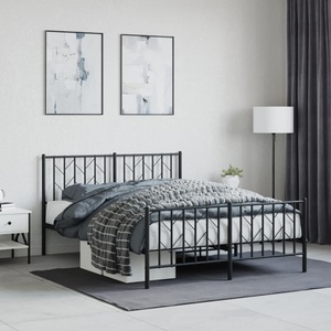vidaXL, vidaXL Bettgestell mit Kopf- und Fußteil Metall Schwarz 140x190 cm